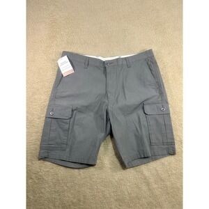 Dockers‎ Mens 38 Cargo Shorts Gray Flat Front 10.5' Inseam Stretch Performance